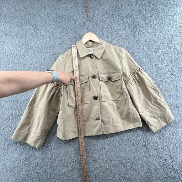 Lewit Linen Cotton Tan Jacket Blazer Ruffle Sleeve XS - Picture 8 of 15